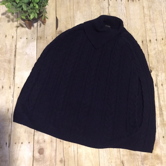 Talbot Navy Cable Knit Poncho Sweater XS - Picture 9 of 9